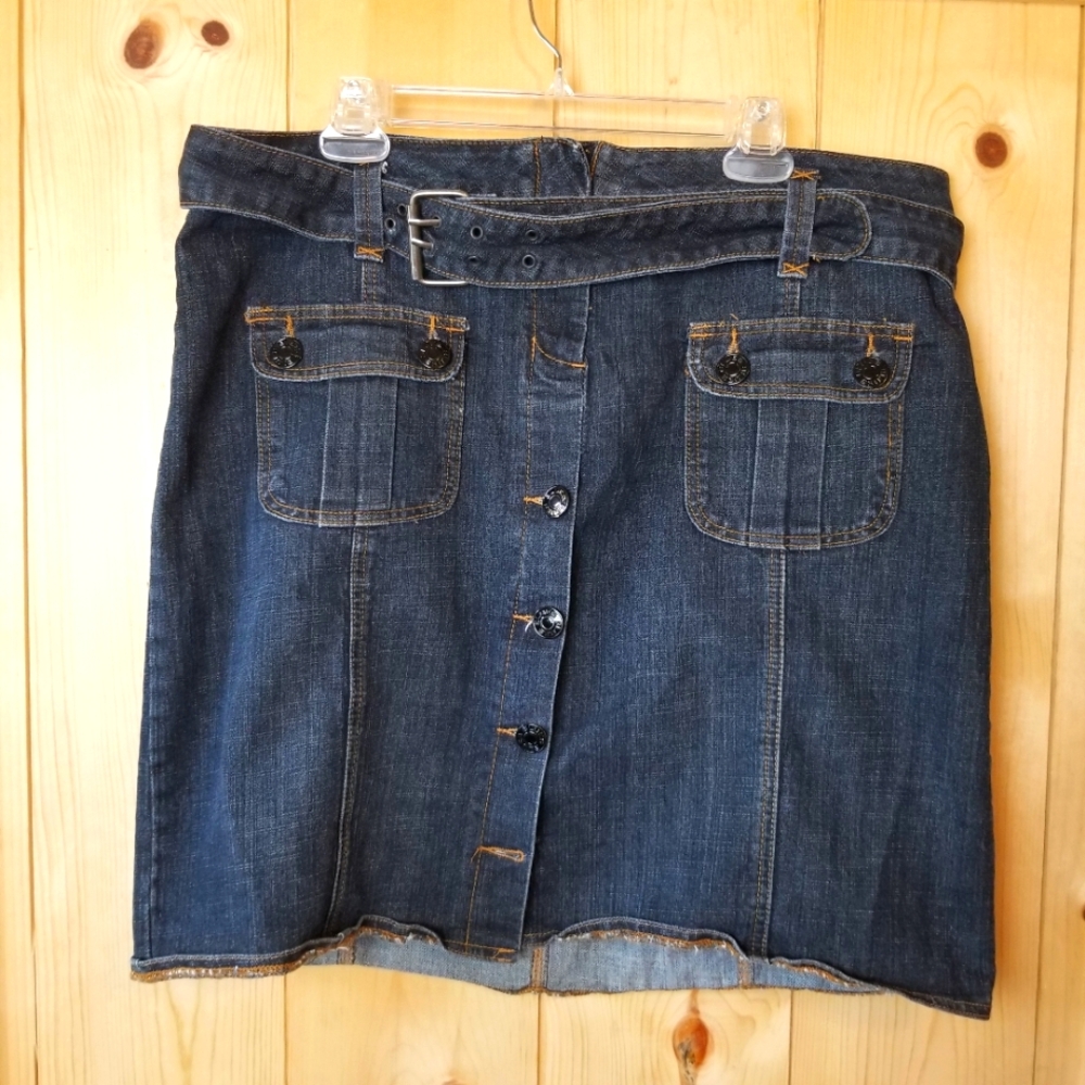 Mwah Jeans Y2k Button Front Cotton Blend Denim Skirt